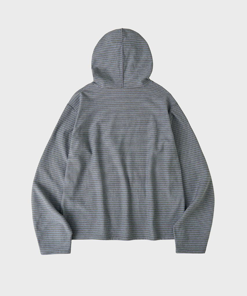 Multi-Stripe Long-Sleeve Hoodie [Blue Charcoal]