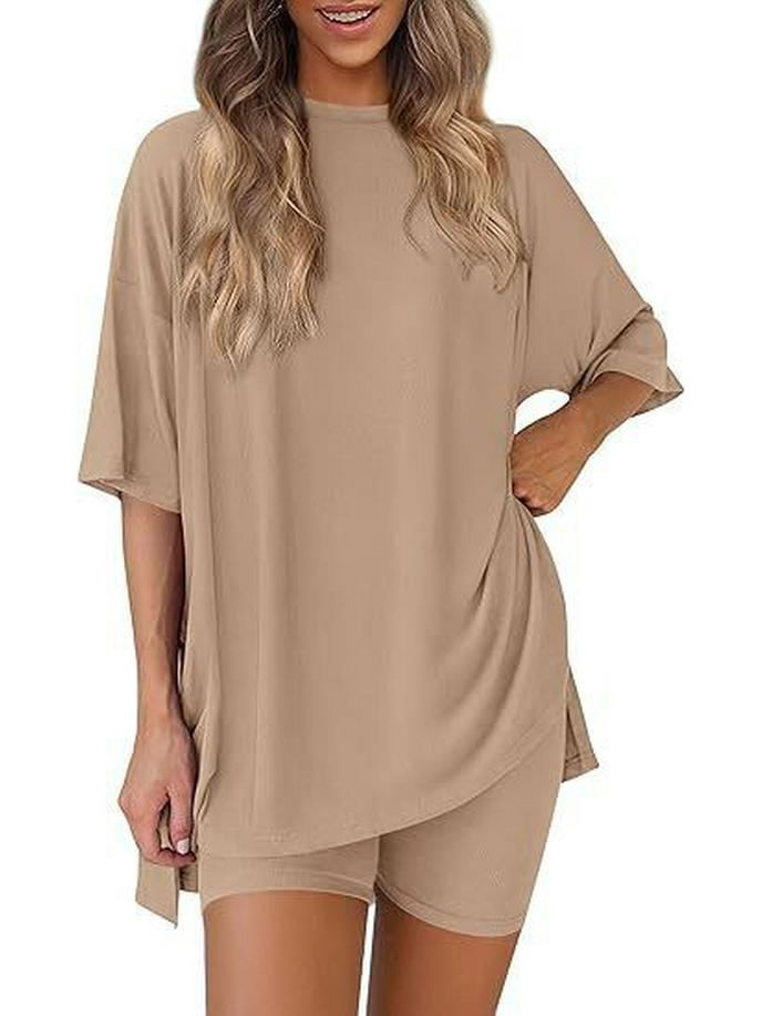 Set Pigiama Donna Casual Solido Colorato Largo Estate 2026 Europeo & Americano