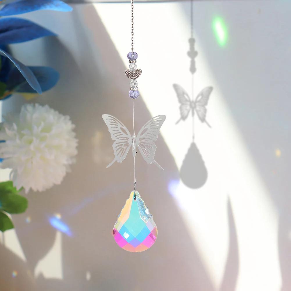 Crystal Windchimes Sun Catcher Star Moon Hexagon Prisms Hanging Pendant Wind Chime Sun Light Catcher Garden Window Home Decor