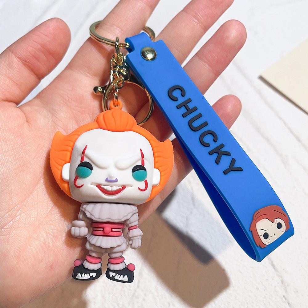 Scary Series Killer Doll Keychain Halloween Themed Silicone Keyring For Birthdays