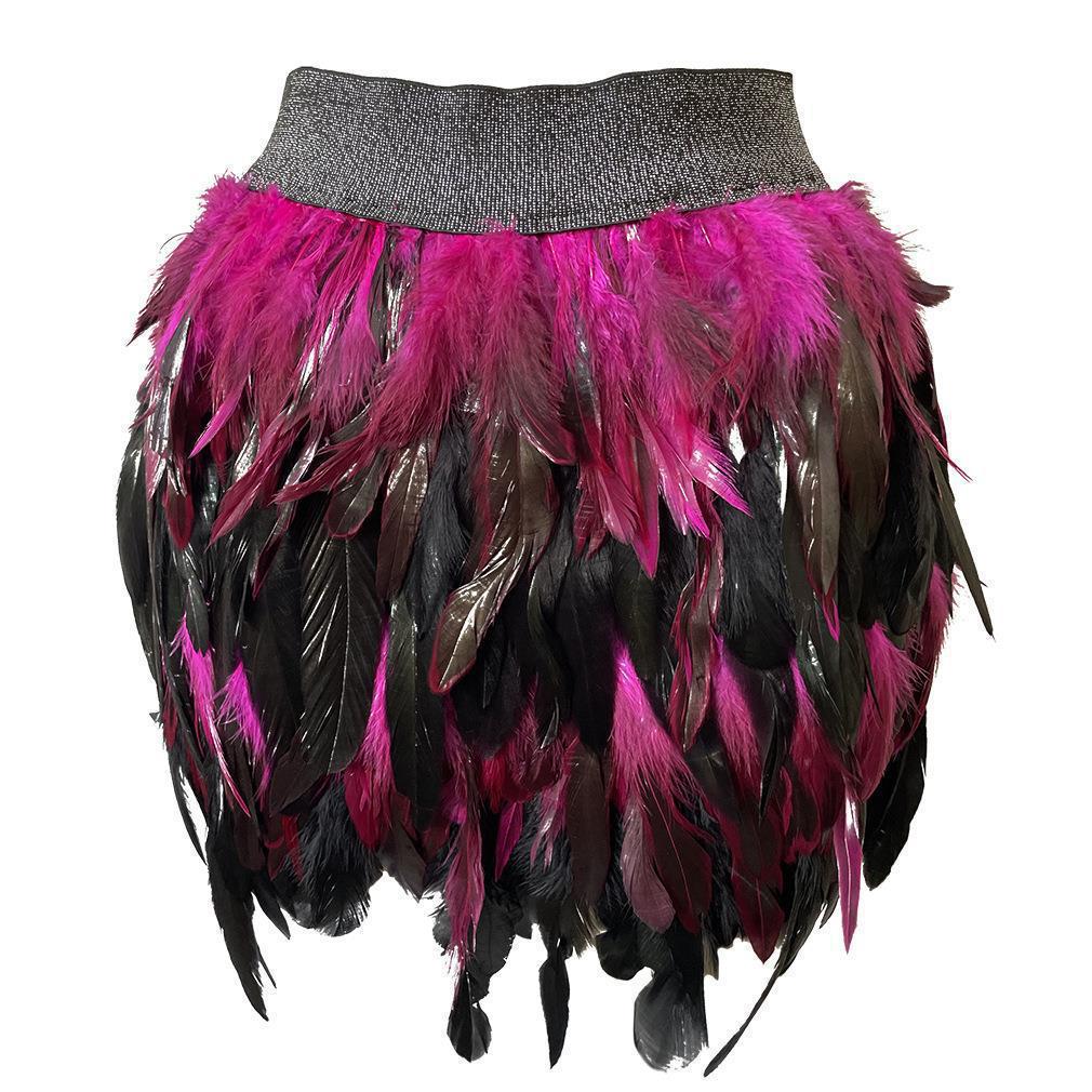 Hot Selling Festival Party Multicolor Feather Skirt Ball Gown