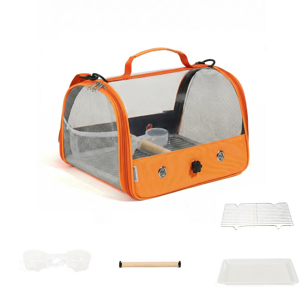New Bird Transport Cage Bird Travel Carrier with Perch Breathable Space Parrot Go Out Backpack Multi-functional Bird Bag Outdoor