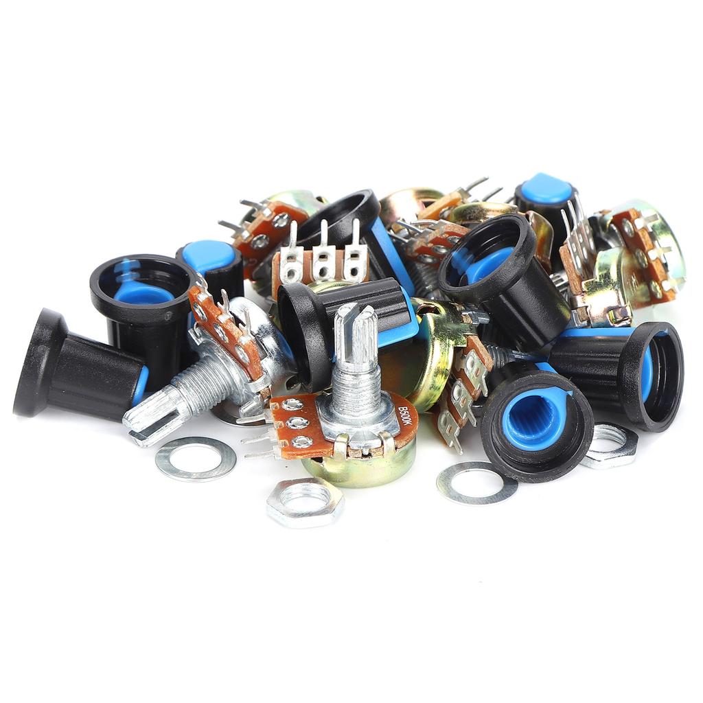 9 stk potensiometer metall lineært roterende sett B1k 2k 5k 10k 20k 50k 100k 500k 1m WH148