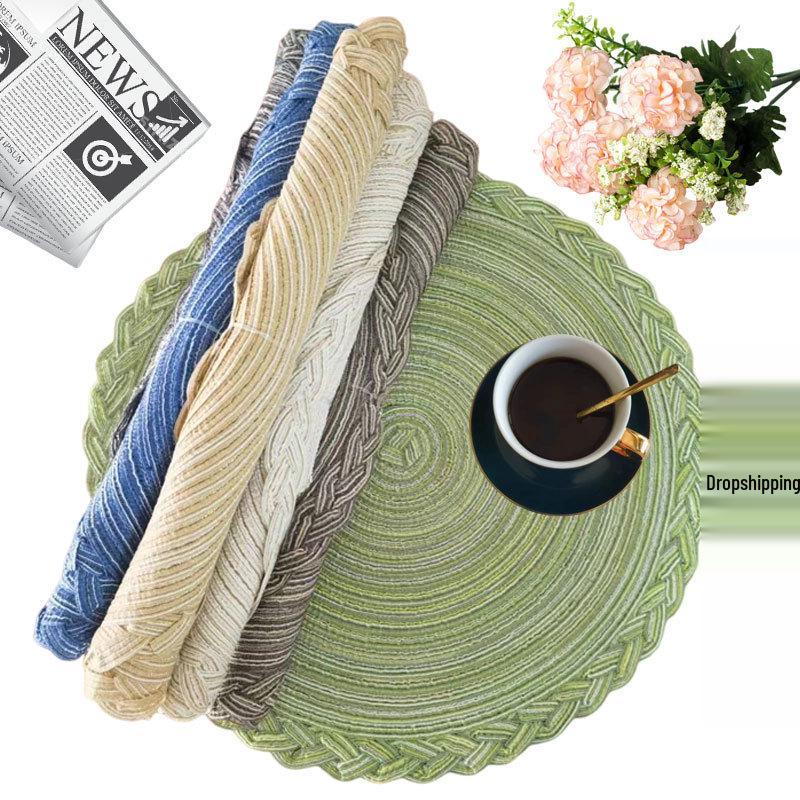 Ręcznie robione plecione podkładki i podstawki w stylu bawełnianym do izolacji termicznej