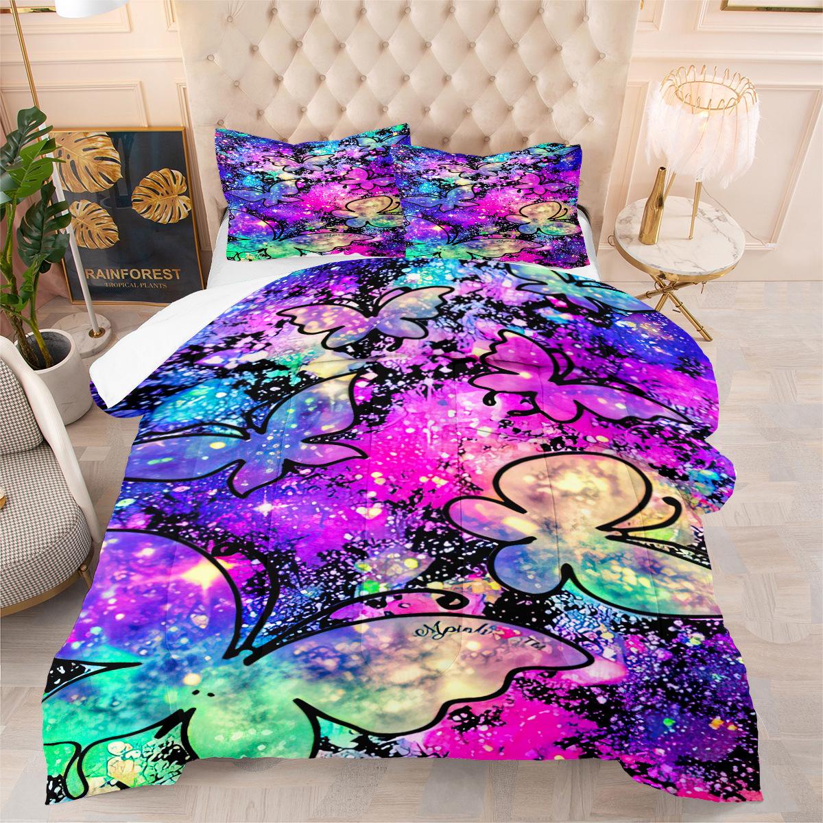 

Butterfly Print Comforter Set - 3 Piece Set - Colorful Butterfly Design - Microfiber Comforter Cover 140*200cm