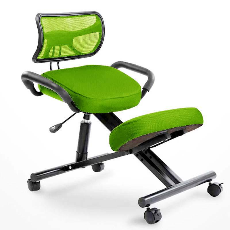 YDM-1457 Ergonomic Kneeling Chair with Backrest - Adjustable Steel Frame for Home Office Green Mesh жёлтый