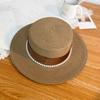 Sunscreen Shade Flat Top Pearl Straw Sun Hat Women