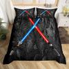 Neon Red Blue Lightsaber Three-Piece 3D Digital Printing Bedding Set Bed Cover