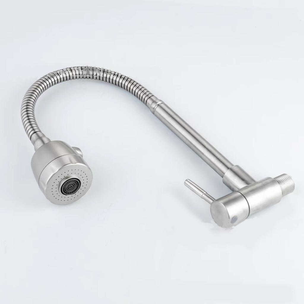 Kitchen Faucet Stainless Steel Wall Mounted Single Cold Water Faucet Lower Curve Faucet Wall Sink Water Tap Premium Quality