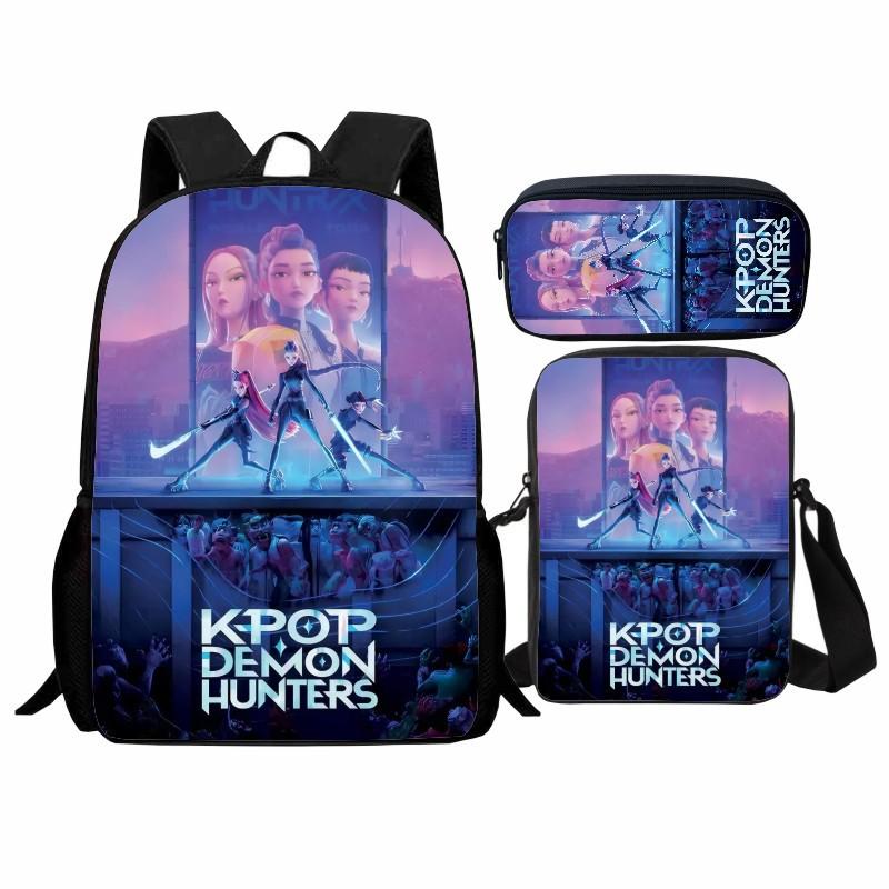 Set da Scuola a Tre Pezzi Huntrix Kpop Witch Hunters K-Pop Studente, Zaino Borsa Astuccio