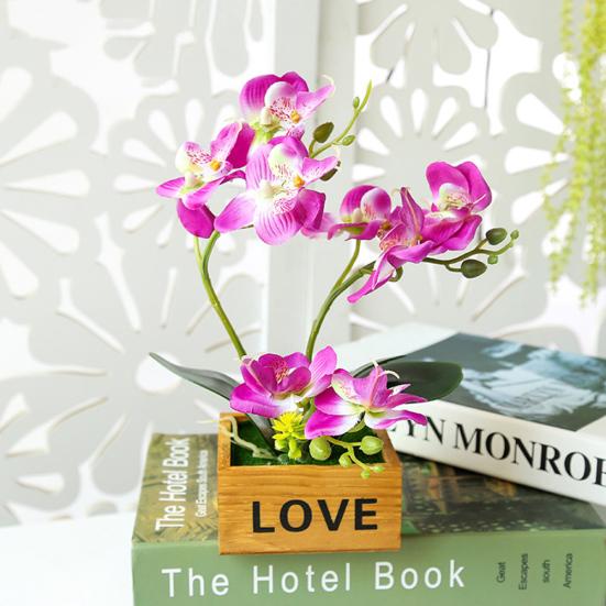 Artificial Flower Butterfly Orchid Pot Bonsai Garden DIY Party Desktop Decor