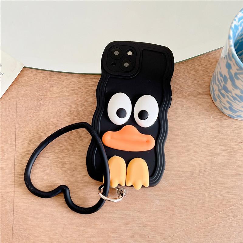 

Applicable To Apple 15promax Mobile Phone Case Wavy Duck IPhone 14 Sense 13 Silicone All-inclusive Bracelet iPhone15