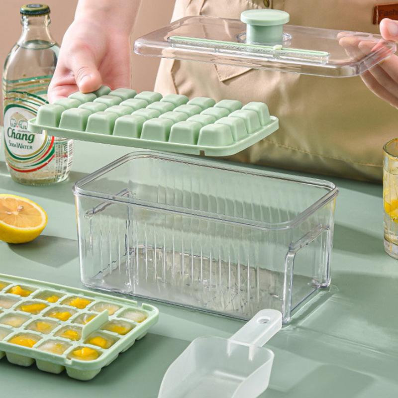 

Пресс-тип, форма для лотка для кубиков льда с крышкой, совок, ящик для хранения, извлекается одним щелчком, ледогенератор, инструменты для коктейлей виски своими руками