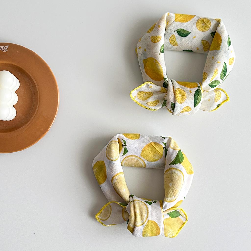 1 Piece 53X53Cm Fresh Lemon Printed Square Scarf Turban European And American Versatile Scarf Suitable For Daily Use
