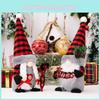 Decorative Red And Black Plaid Gnome Dolls For Stylish Christmas Home Decoration