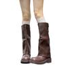 Two Thick-soled Small Men Wear Removable Boots for Women's 2025 New Versatile Pleated But Knee Trousers Knight Boots