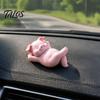 Mini Resin Ornament for Car Dashboard 3D Printed Lying Pig Figurine, Cute Pink Statue, Small Decorative Figurine Cake Topper Animal Bedroom Bookshelf