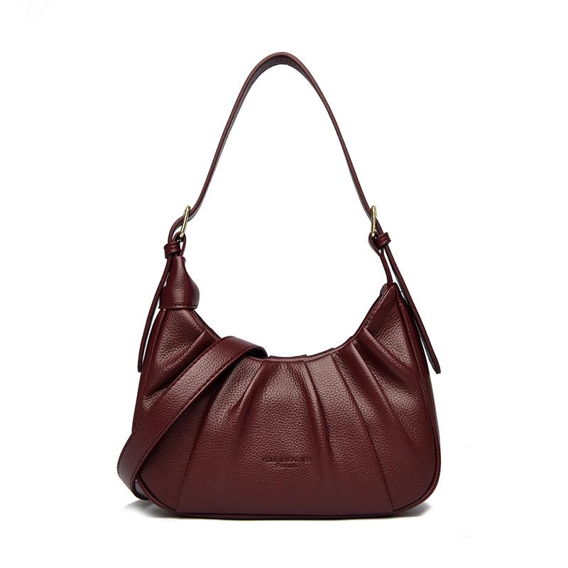 Minimally Designed Women's Shoulder Bag - Solid Color Pleated Handbag Fashionable Crossbody Bag Suitable for Daily Use and Shopping