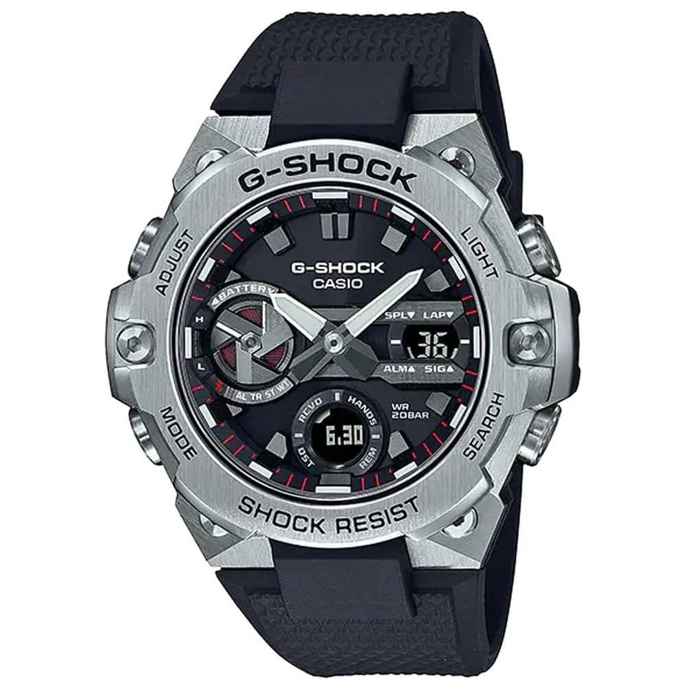 Casio G-Shock G-Steel Solar Analog-Digital Watch Black Silver GST-B400-1A Bluetooth Connectivity