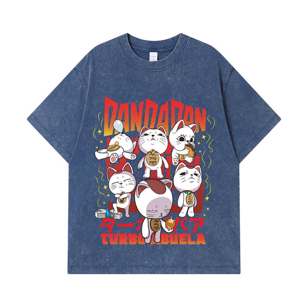275 GSM Washed T-shirts 100% Cotton Dandadan V30 Turbo Granny Print Unisex Heavy Cotton T Shirt