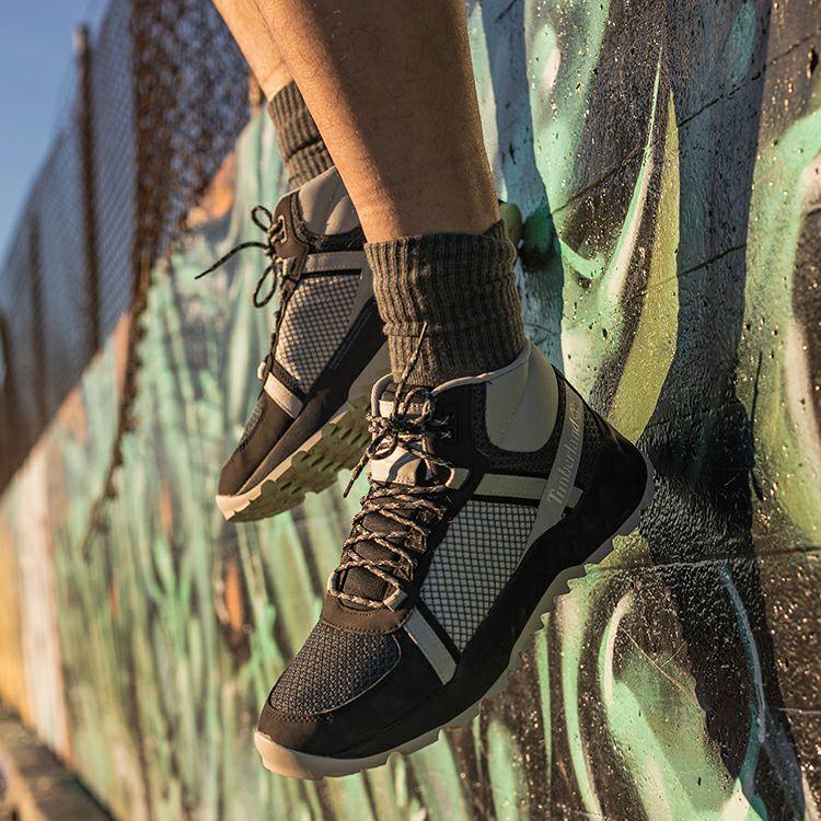 Timberland Solární Vlna Světle Zelená GreenStride Protiskluzové Odolné Trekové Boty Středního Střihu Pánské Trekové Boty Šedá Černá A2DA6033