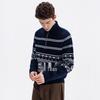 NVG Herren Fair Isle Strickpullover mit halbem Reißverschluss