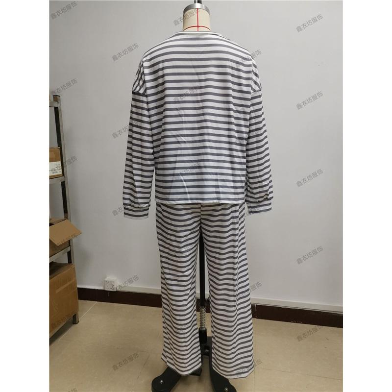 Women's 2Pcs Striped Casual Tracksuit Loose Long Sleeve Top + Wide Leg Pants Set