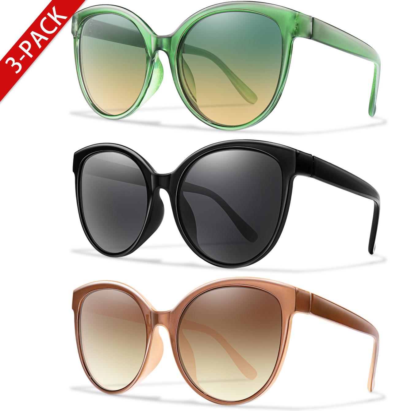 3 Pairs Trendy Sunglasses Women Fashion Elegant Oval Shades for Outdoor Cycling Party shopping Travel Beach Vocation Selfie
