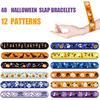 CCINEE 48pcs Halloween Slap Bracelets,Kids Snap Bracelet Wristbands with Assorted Bulk Pumpkin Zombie Skull Ghost Witches for Trick or Treat Gift Bag