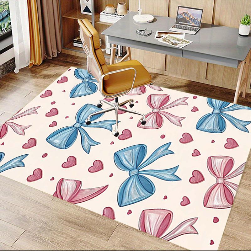 1pc Bows Hearts Area Rug Soft Flannel Floor Mat for Living Room, Bedroom and Carpet, Sofa Coffee Table Floor Mat, Decorative Rug q24
