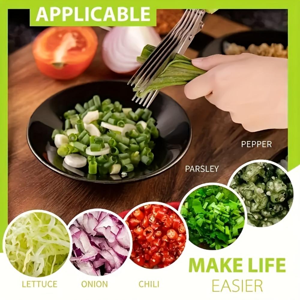 5-Layer Stainless Steel Kitchen Scissors - Versatile Onion and Vanilla Shredder for Barbecue and Indoor Use - Durable, Safe