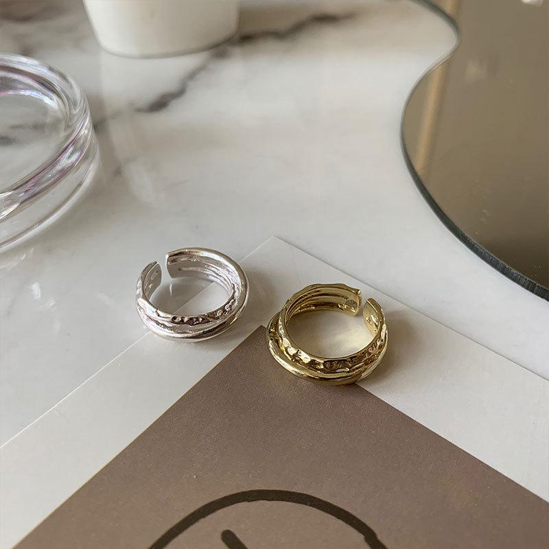 VENTFILLE copper Irregular Surface Interweaving Opening Ring for Women Minimalist Ins Temperament Party Jewellery