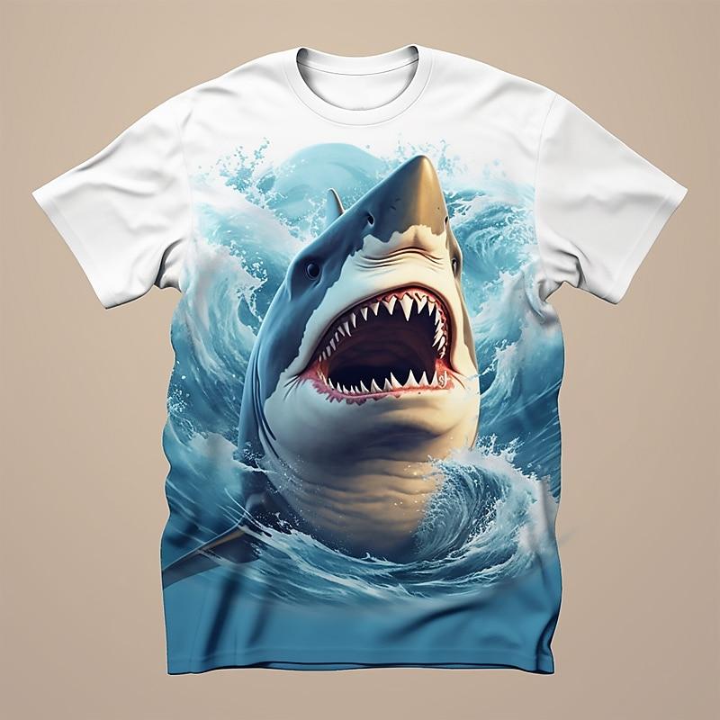 

Boys 3D Animal Shark T shirt Short Sleeve 3D Print Summer Spring Active Sports Fashion Kids 3-12 Years Outdoor Daily Regular Fit 100