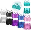 Mädchen Gymnastik Tanz Crop Tank Top mit Shorts Set für Active Wear Bademode Tanzbekleidung 2-teilig/Set