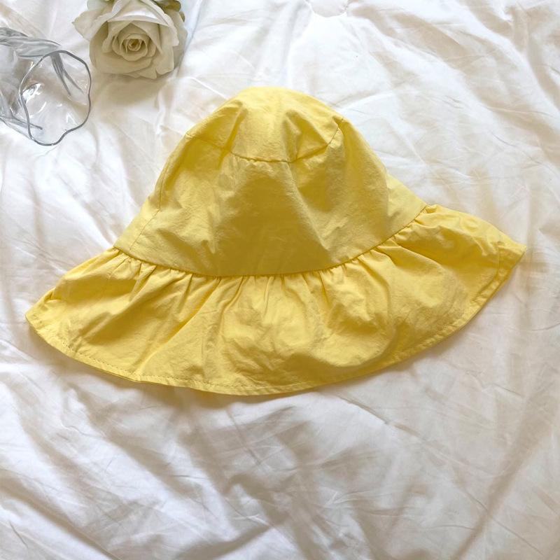

Ruffled Thin Female Fisherman Hat Solid Color Fashion Casual Sun Hat Protection жовтий