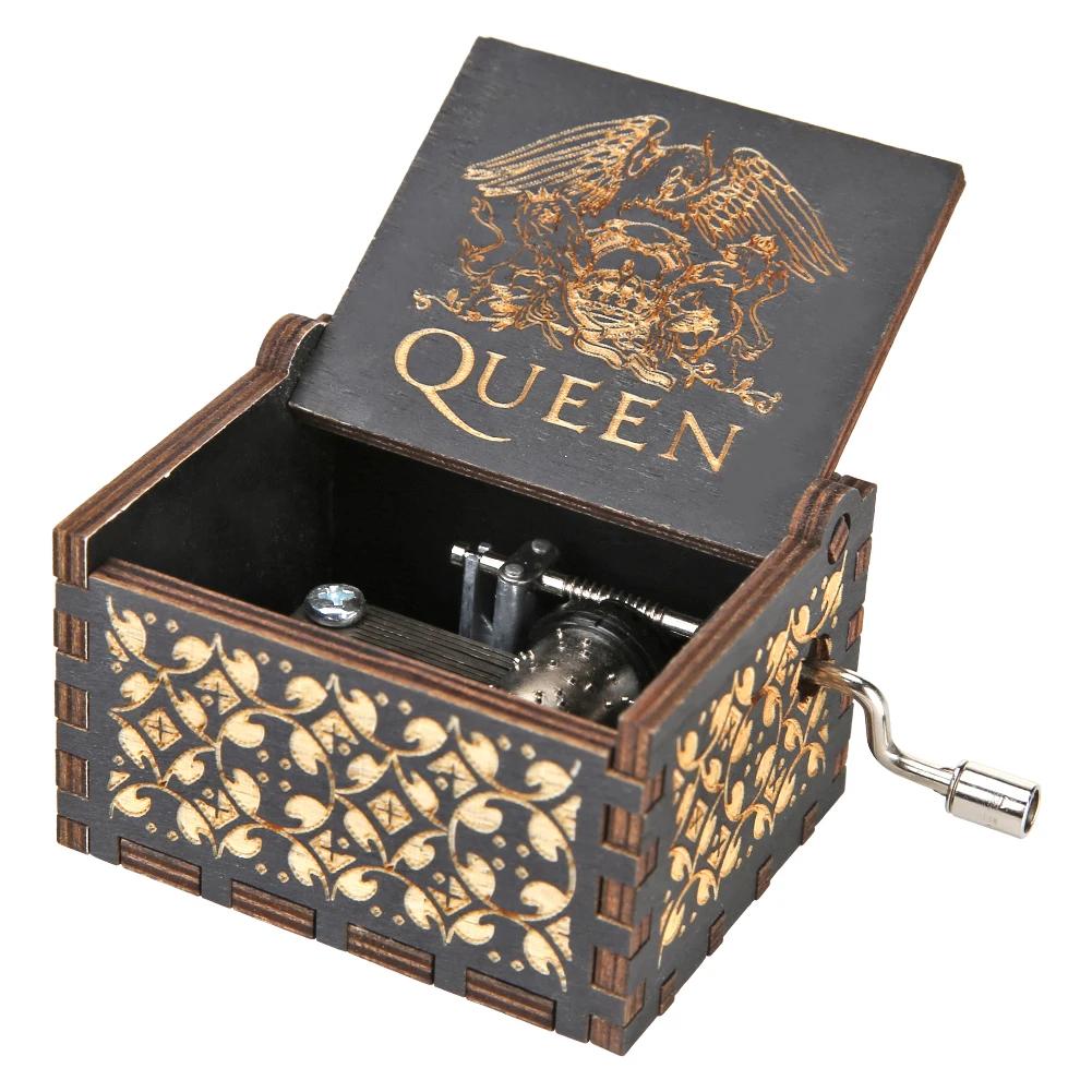 Wooden Hand Crank Music Box Bohemian Rhapsody Theme You Are My Sunshine Music Box Musica Theme Birthday Christmas Gift