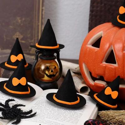 Nytt fiberduk Halloween Häxhatt Liten Hantverk DIY Dekorationer Dockhatt Miniatyrkeps Halloween Kostymtillbehör