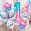 Butterfly Star Number Shape Balloon Set Sparkling Aluminum Foil Balloon For Birthday Celebration Party Photography Aid