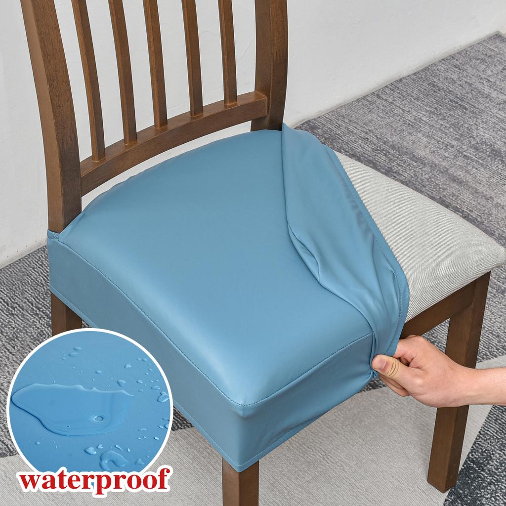 Waterproof seat covers for dining chairs Pu leather chair seat covers without back covers removable washable chair protector