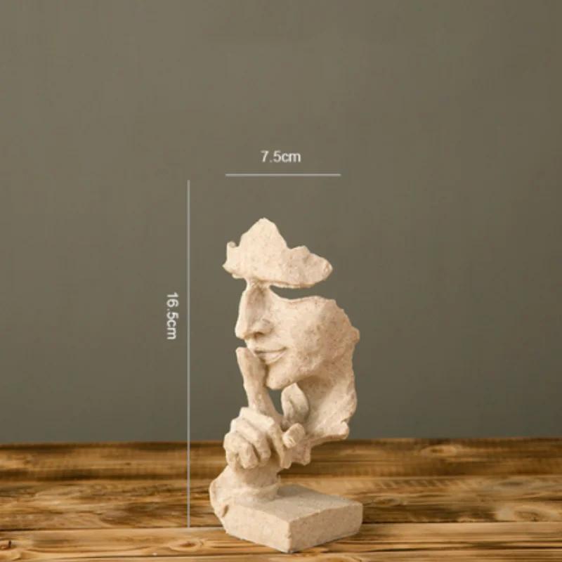 

Silence Is Gold Resin Figurine 17cm, Abstract Hand Face Statue Sculpture for Home Office Living Room Decor, Gift