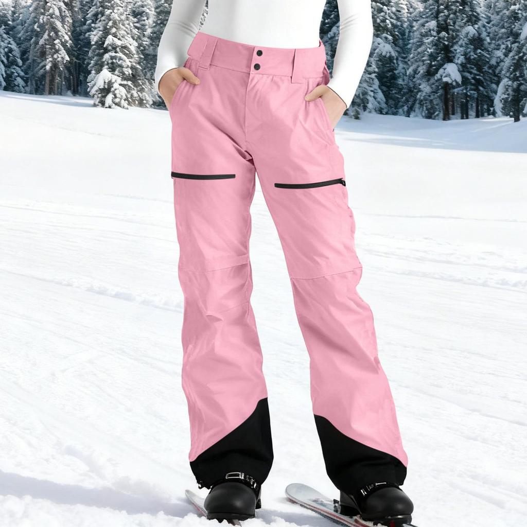Pantaloni da Sci da Donna Impermeabili Imbottiti per Snowboard con Vita Regolabile Tasche con Zip Passanti per la Cintura e Polsini Rinforzati