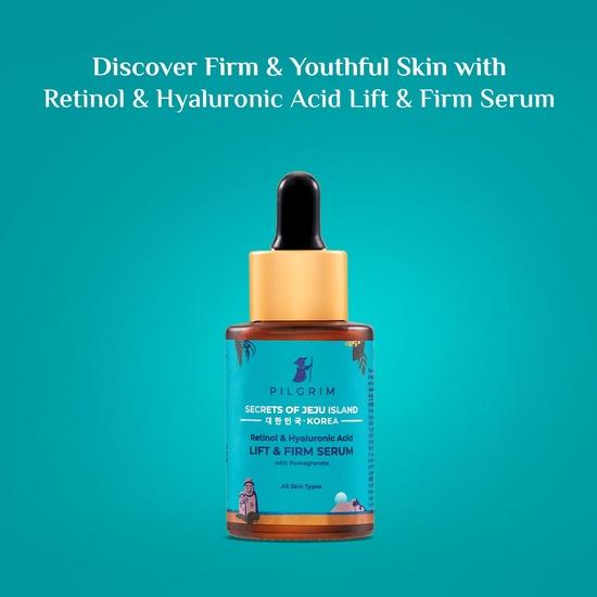 PILGRIM Korean 0.5% Retinol & 1% Hyaluronic Acid Lift & Firm Anti Aging Serum | Retinol serum for face| Reduce Fine Lines|All Skin Types|30ml