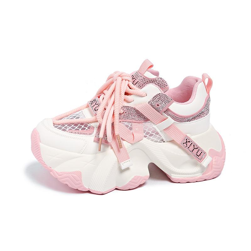 Large size women's shoes 41-43 wide fat feet European fan mesh muffin dad shoes women's summer platform casual couple moving shoes