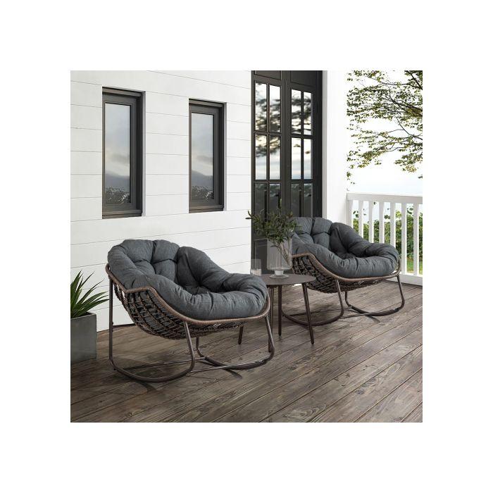 Venkovní houpací křeslo, moderní volnočasové křeslo vhodné na balkony, verandy, zahrady, terasy, tmavě šedé