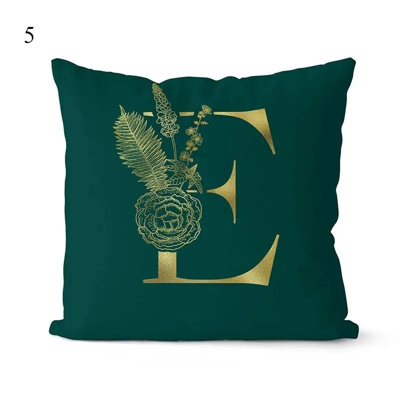 1Pc Green Pillow Cover 45*45cm Gold Letters Throw Pillow Cushion Cover Car Home Decoration Sofa Cushion Covers Pillowcase