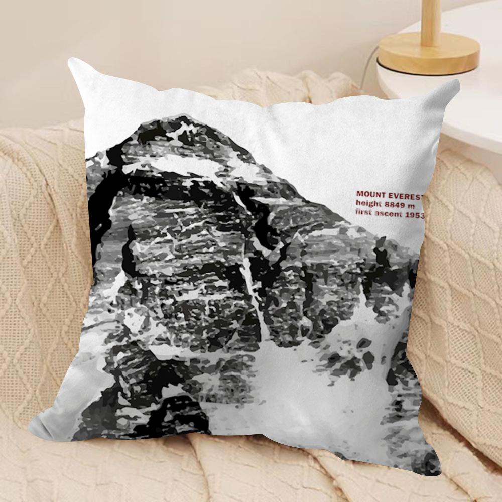 Schneebedeckter Berg Kissenbezug Seidiger Kurzer Plüsch Beidseitig Bedruckter Kissenbezug für Sofa Alle Jahreszeiten Heimdekoration Geschenk