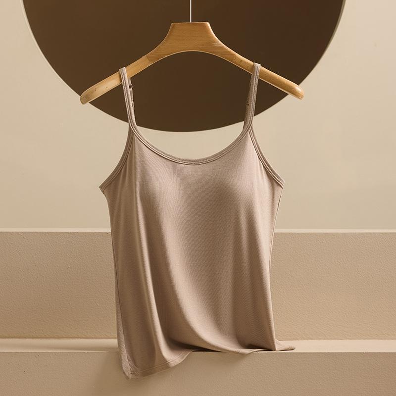 Modal Adjustable Sling Vest Women's Integrated Threaded Large Size Bottom Shirt with Chest Pad Beauty Back Top Outside Wear