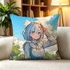 RReZERO Rem Blue Hair Oni Girl  Square DoubleSided printed Pillow Case Bedroom Bedside Pillow Sofa Cushion Cover