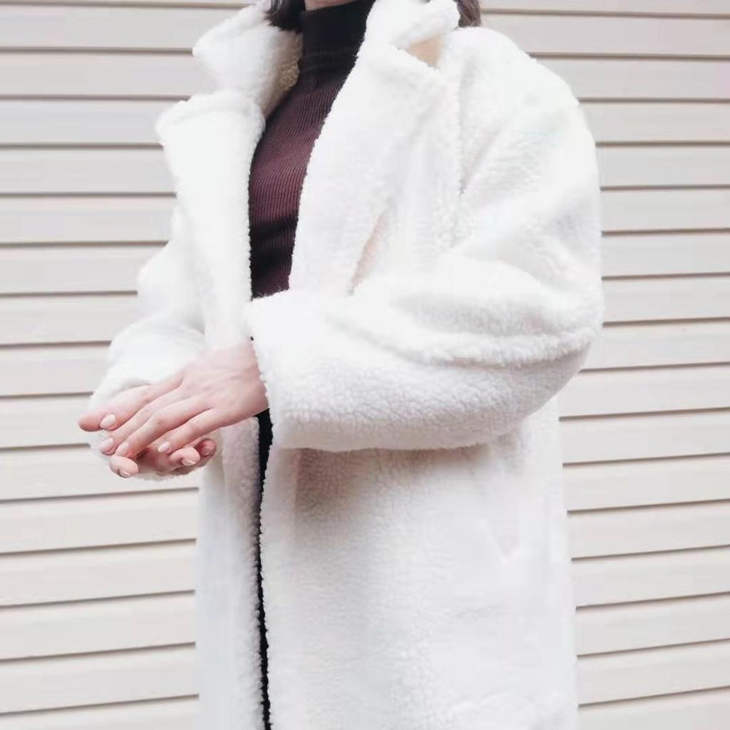 Toamnă Iarnă Femei Lângă Bej Teddy Jachetă Elegantă Femeie Gros Cald Cașmir Ocazional Fete Streetwear