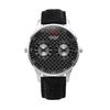 [Moncross] Moncross Men's 42mm Dual Time Leather Wristwatch MS17110M-BK